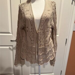 Sundance Beige Open-Knit Cardigan